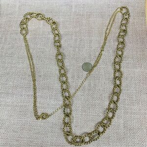 Long Gold Double Strand Rope Link Necklace‎